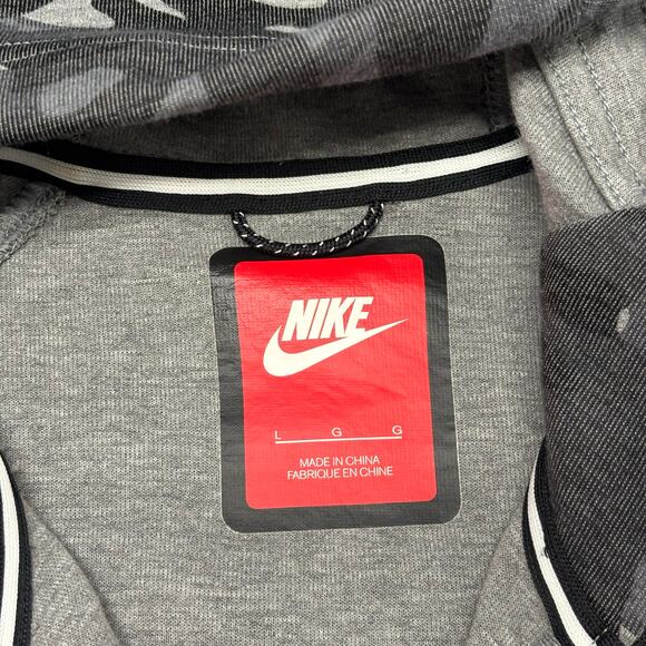 Nike Sportswear Woodland Camo Gray‎ Womens L Full Zip Tech Fleece Hooded Jacket - Picture 4 of 10
